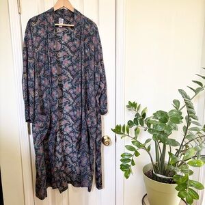 Vintage Reckless Black Paisley 100% Silk Robe O/S